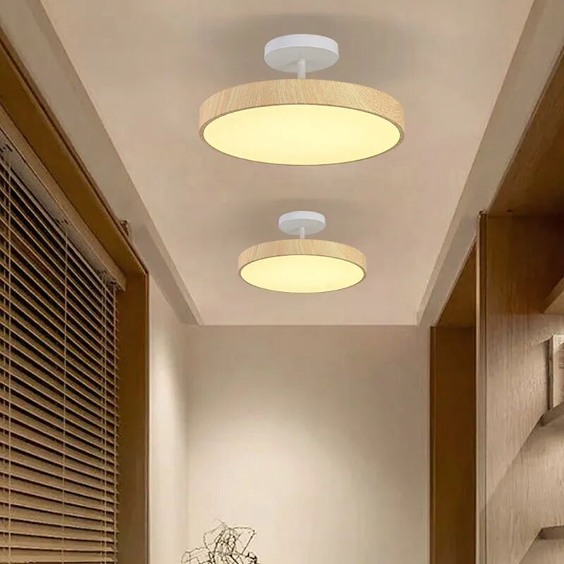 Plafondlamp Scandinavische Stijl Hout & Goudkleurig Montuur Wit Licht D30 × H17 cm Woonkamer Eetkamer | Sulvida