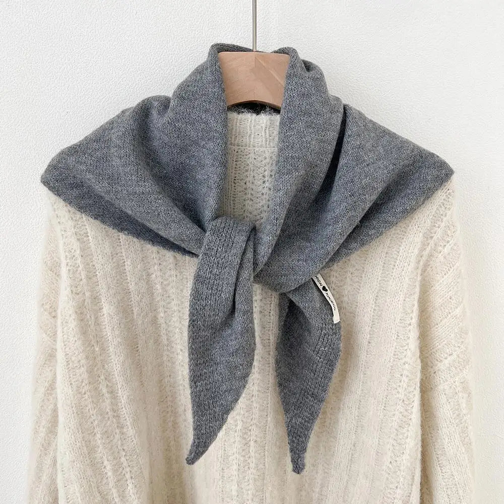 Driehoekige Wollen Sjaal Dames Gebreid Warm Omslagdoek Effen Halsdoek Schoudersjaal Winter Herfst Stijlvol | Sulvida