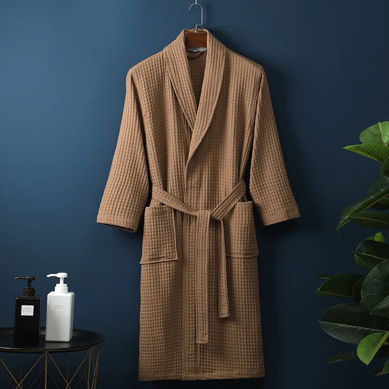 Katoenen badjas dames heren unisex zachte ochtendjas lounge huisjas comfortabele relaxjas wellness spa | Sulvida