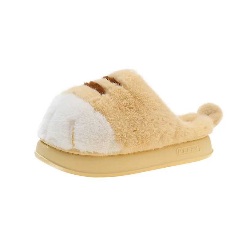 Pluche pantoffels met kattenpootjes voor dames binnen buiten warme antislip slippers huisschoenen comfortabel | Sulvida