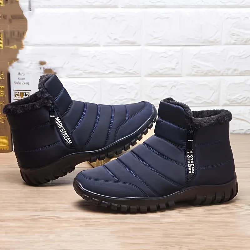 Gevoerde Winterlaarzen Heren met Rits Waterdicht Zwart Bruin Blauw Sneeuw Enkelboots Platform Outdoor | Sulvida