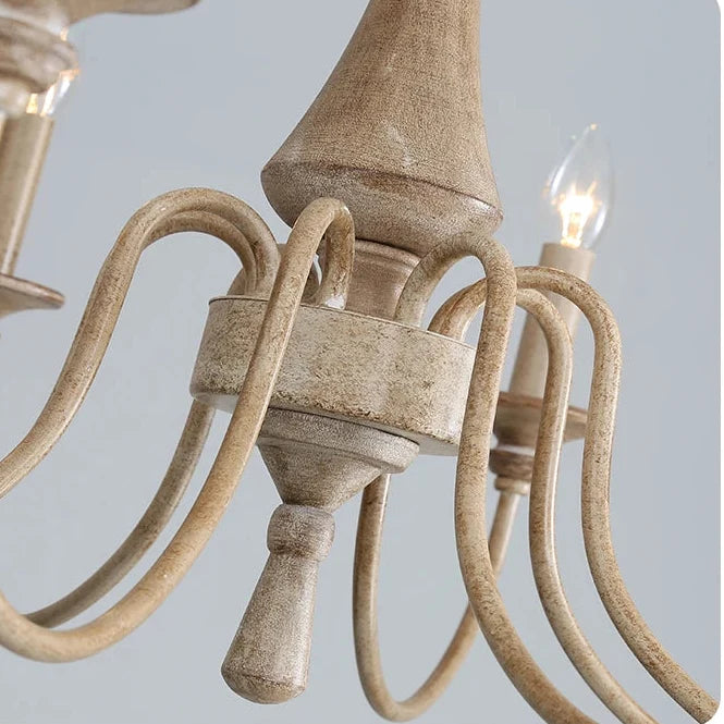 Houten kroonluchter met spijlenkap voor eetkamer woonkamer hal slaapkamer klassiek landelijk stijlvol design | Sulvida