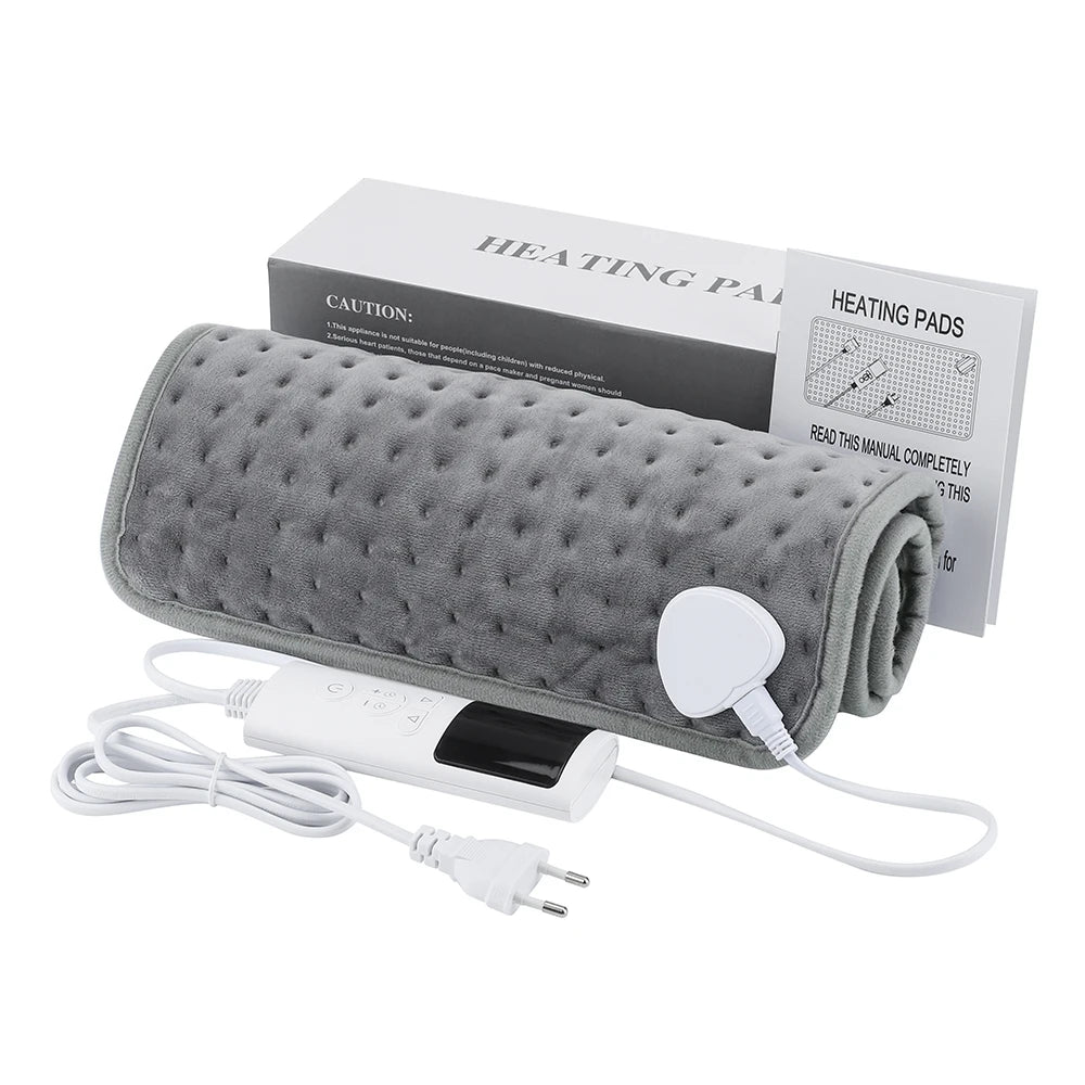 Elektrische Verwarmingsmat Grijs 60x30cm 9 Standen Timer Lichaam Rug Benen Warmtepad Fluweelzacht Verwarming | Sulvida