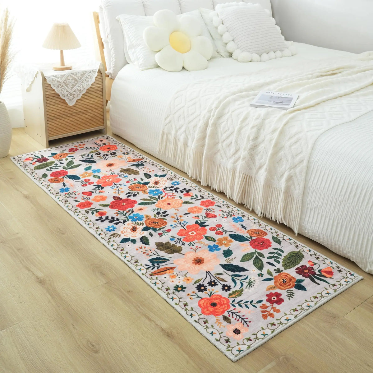 Looploper met Bloemenpatroon Antislip Polyester 40-180 cm Machinewasbaar Gangtapijt Keukenloper Halmat | Sulvida