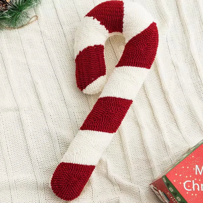 Candy Cane Kerstsierkussen Gebreid Bank Decoratie 38-45cm Rood Wit Thema Feestelijk Interieur Accent | Sulvida
