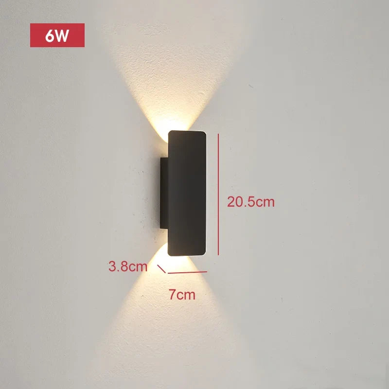 Applique extérieure LED 18W, aluminium noir, étanche IP65, éclairage extérieur moderne, installation facile au jardin | Sulvida