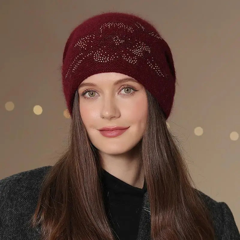 Gebreide Dames Wintermuts met Decoratief Detail Warme Beanie Hoed Casual Streetwear Geometrisch Patroon | Sulvida