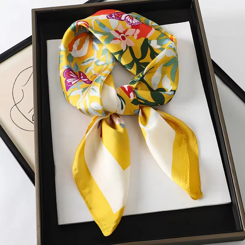 Vierkante Zijden Sjaal Dames Halsdoek Haarband Satijn Hoofdband Multifunctioneel Accessoire 70x70cm Elegante Sjaal | Sulvida