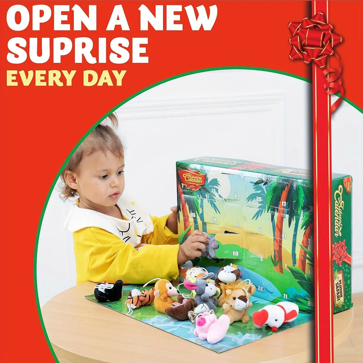Adventskalender met 24 Mini Knuffels voor Kerst Aftellen Kinderspeelgoed Decoratie Kerstkalender Cadeau | Sulvida