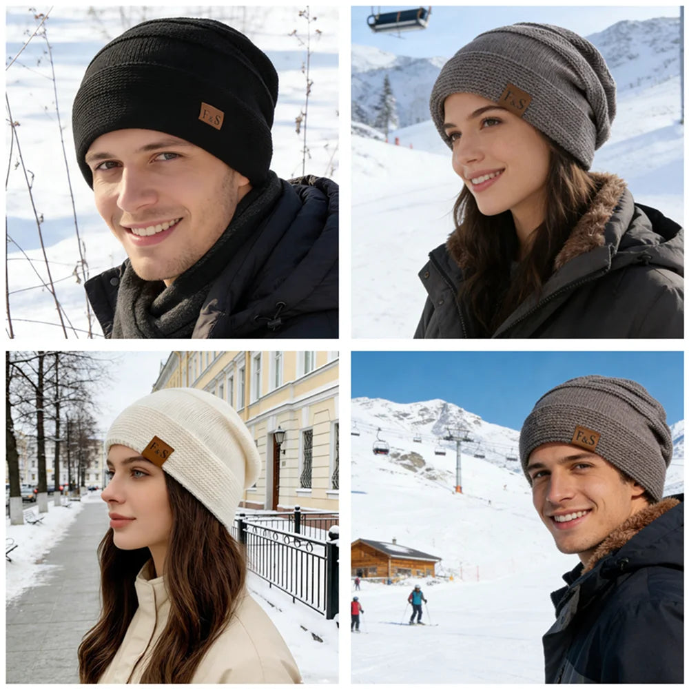 Gebreide Slouchy Wintermuts met Zachte Voering Unisex Beanie Hoofddeksel voor Koude Dagen Casual Stijl | Sulvida