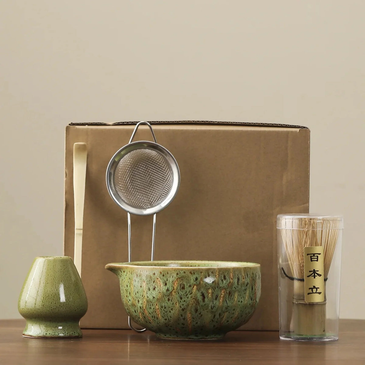 Matcha Ceremonie Set 5-delig Bamboe Kom Klopper Zeef Lepel Premium Thee Ritueel Accessoires Japanse Stijl | Sulvida