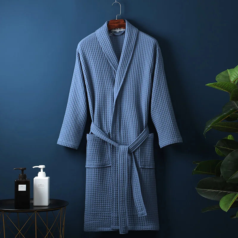 Katoenen badjas dames heren unisex zachte ochtendjas lounge huisjas comfortabele relaxjas wellness spa | Sulvida