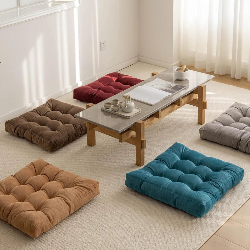 Vierkant Zitkussen Dikke Gewatteerde Vloerkussen voor Meditatie Yoga Knielkussen Polyester Tatting Comfortabel | Sulvida