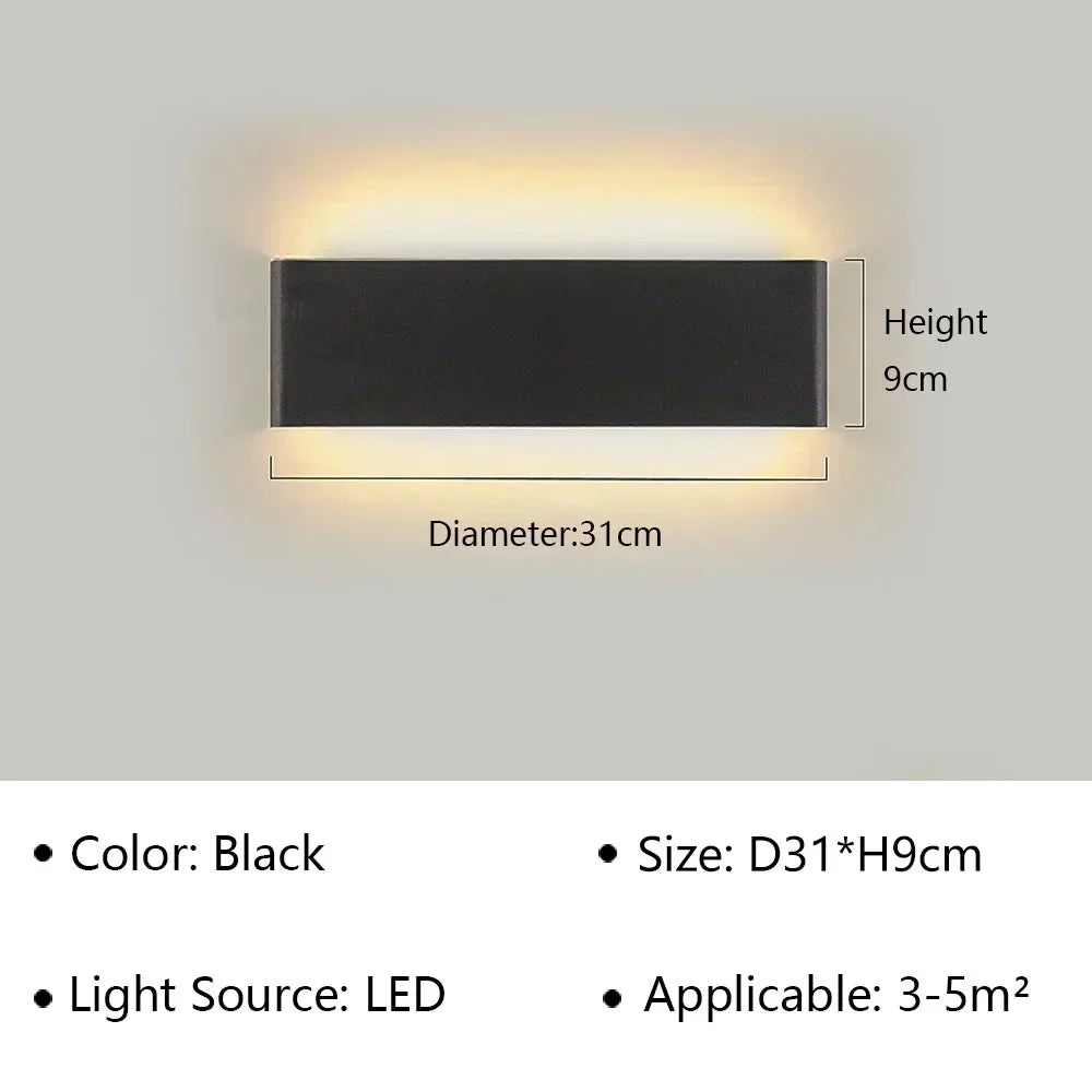 LED Wandlamp Moderne Rechthoek 30cm Warm Wit Sfeervol voor Slaapkamer Hal Badkamer Woonkamer Verlichting | Sulvida