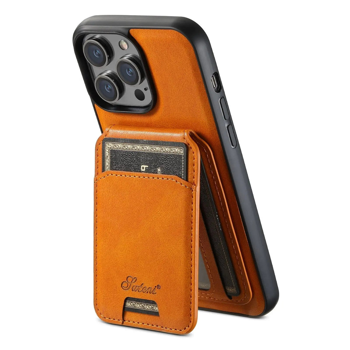 Étui de luxe avec portefeuille pour iPhone 15 en similicuir, marron noir bleu rouge kaki, Pro Max Plus | Sulvida