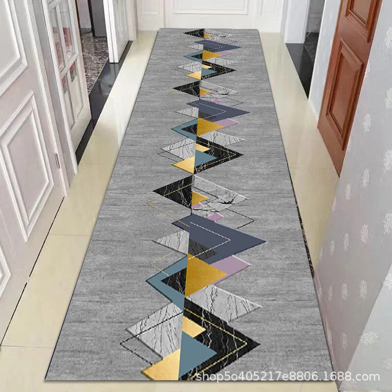Gangloper Geometrisch Patroon 100% Polyester Wasbaar Antislip Hal Runner Vloerkleed Maatwerk Mogelijk | Sulvida