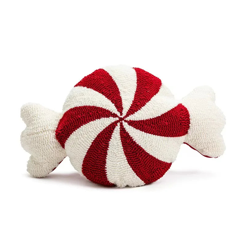 Candy Cane Kerstsierkussen Gebreid Bank Decoratie 38-45cm Rood Wit Thema Feestelijk Interieur Accent | Sulvida