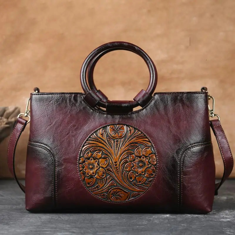 Vintage Handtas met Reliëf Patroon Kunstleder Elegante Damestas Schoudertassen Fashion Accessoire Dagelijks Gebruik | Sulvida