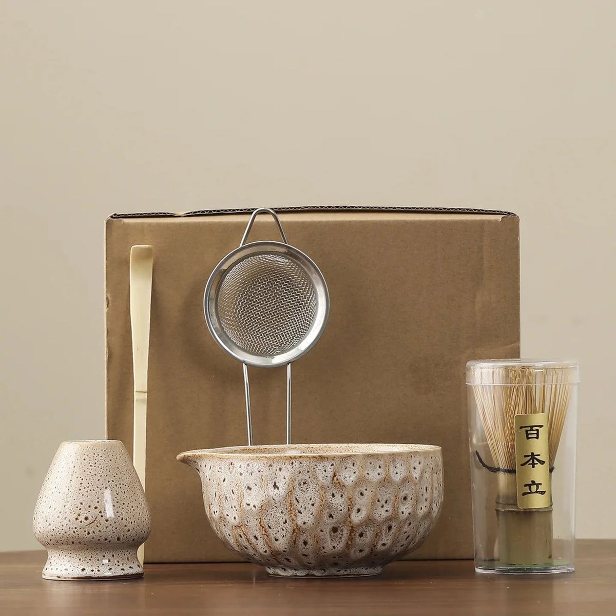 Matcha Ceremonie Set 5-delig Bamboe Kom Klopper Zeef Lepel Premium Thee Ritueel Accessoires Japanse Stijl | Sulvida