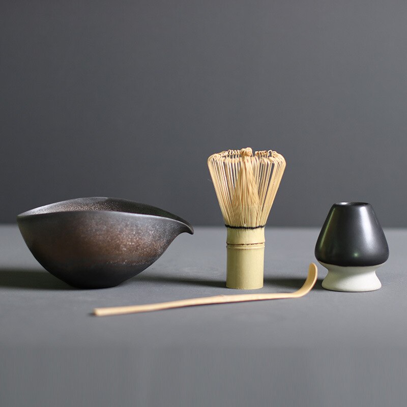 Ceremoniële Matcha Thee Set Bamboe en Keramiek 4-delig Met Klopper Zeef en Kom voor Authentieke Theerituelen | Sulvida