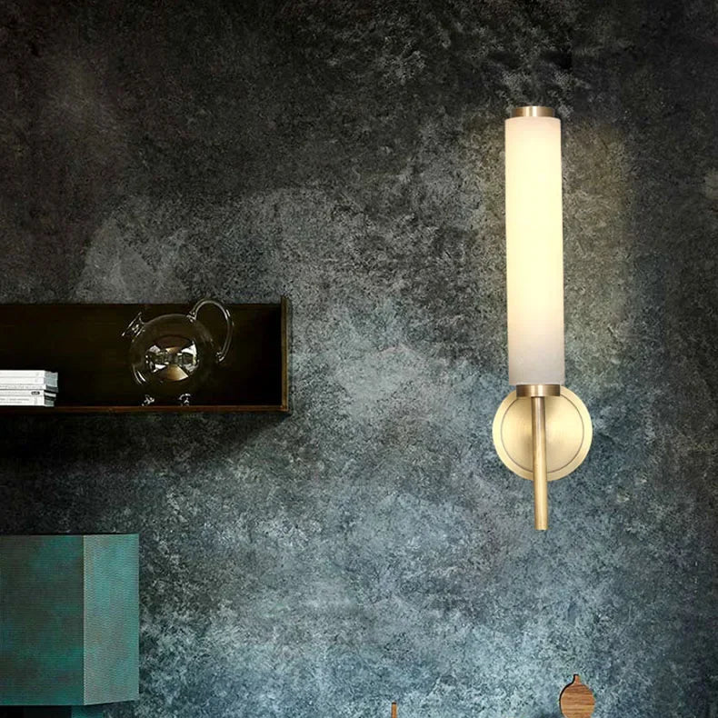 Cilindervormige Wandlamp Natuursteen met Metaal voor Woonkamer Slaapkamer Hal Eettafel Studeerkamer Verlichting | Sulvida
