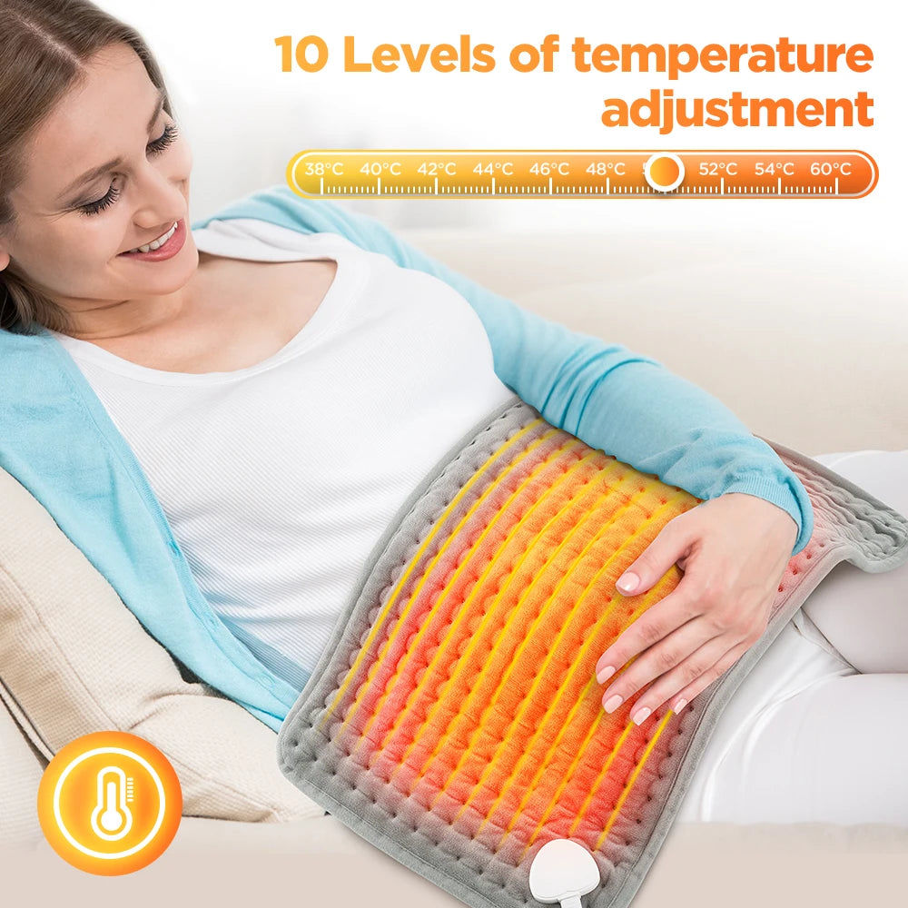 Elektrisch Verwarmingskussen 60x30 cm Instelbare Warmtemat voor Rug Benen Handen Microfluweel Grijs Warmtekussen | Sulvida