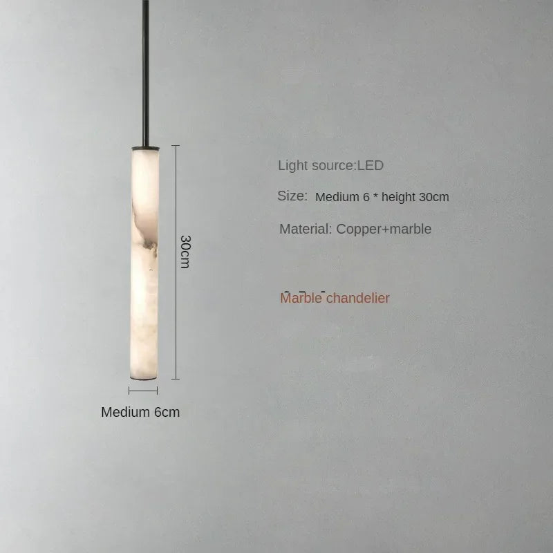 Suspension moderne en marbre et pierre naturelle avec accents cuivrés, éclairage de table à manger, lustre LED minimaliste | Sulvida