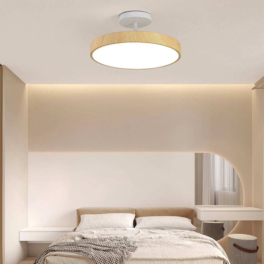Plafondlamp Scandinavische Stijl Hout & Goudkleurig Montuur Wit Licht D30 × H17 cm Woonkamer Eetkamer | Sulvida