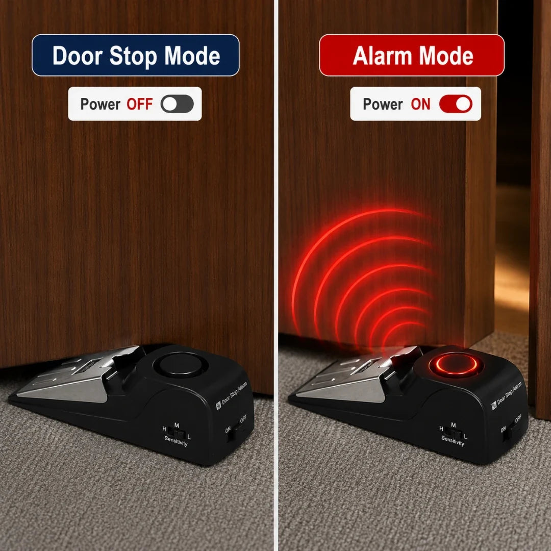 120dB Deurstopper met Alarm Beveiligingswig Trilalarm Zonder Installatie Compact Opvouwbaar Deuralarm | Sulvida