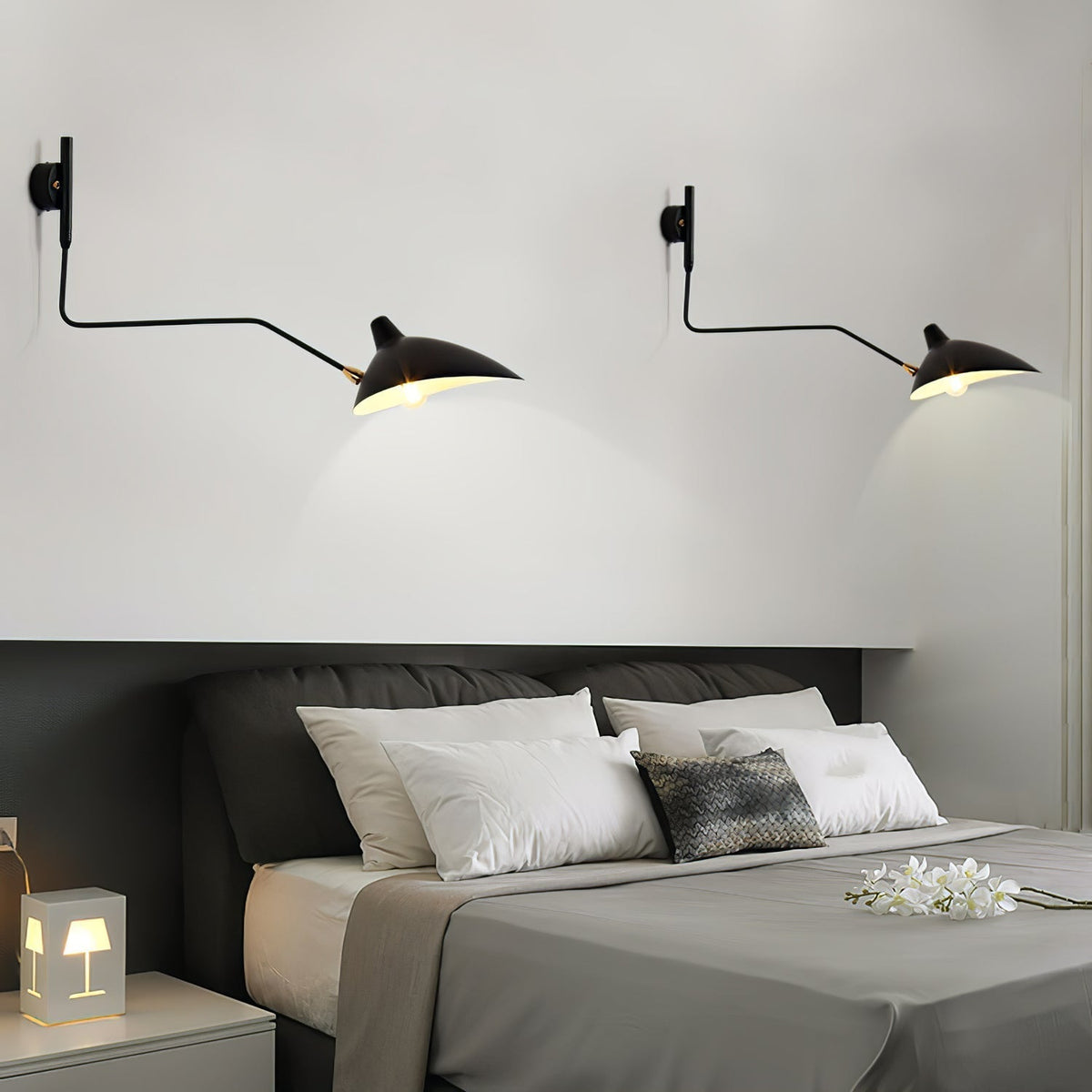 Wandlamp met verstelbare arm zwart metaal modern design 120 cm verstelbaar woonruimte leeshoek werkplek | Sulvida