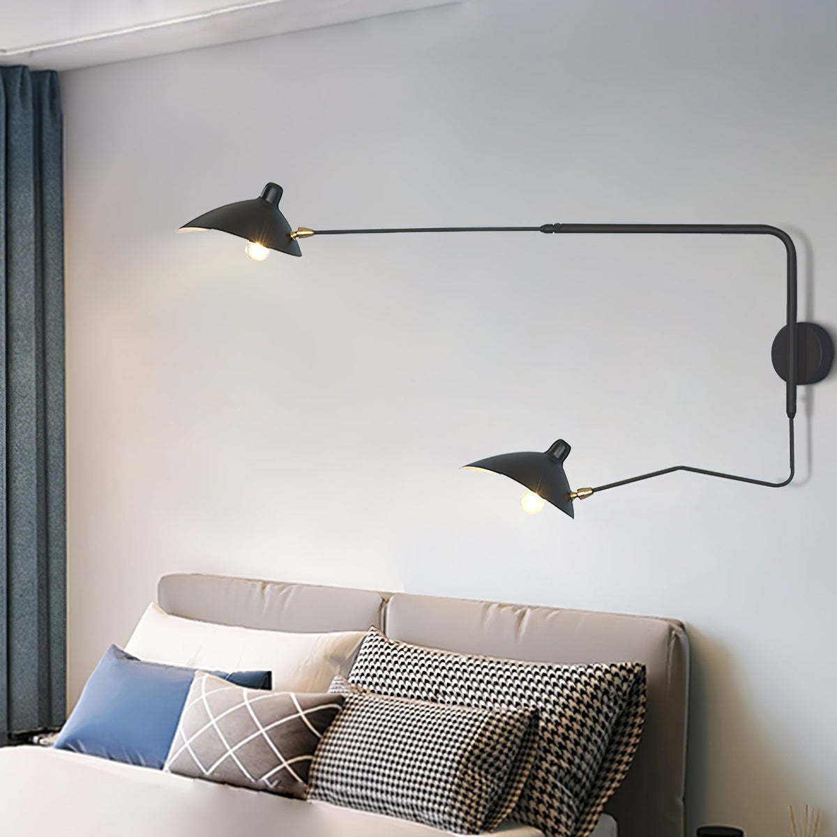 Wandlamp met verstelbare arm zwart metaal modern design 120 cm verstelbaar woonruimte leeshoek werkplek | Sulvida
