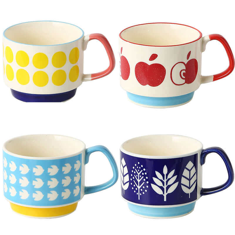 Tasse à café rétro en céramique, 300ml, style vintage Mid-Century Modern, vaisselle disponible en 8 designs différents, compatible lave-vaisselle | Sulvida