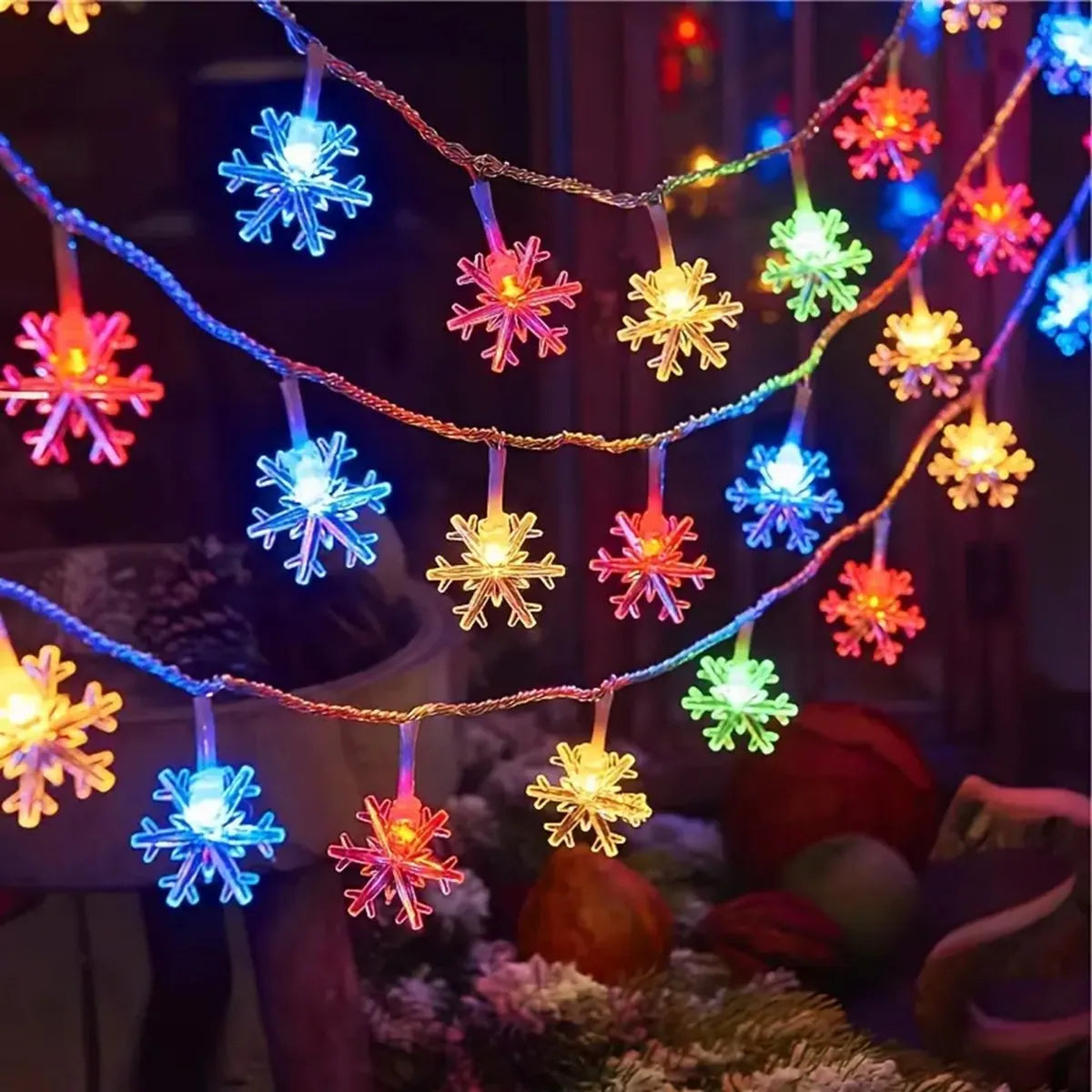 Sneeuwvlok Lichtslinger LED Binnen Buiten Feestverlichting op Batterij Kerstdecoratie Tuinfeest Sfeerverlichting | Sulvida