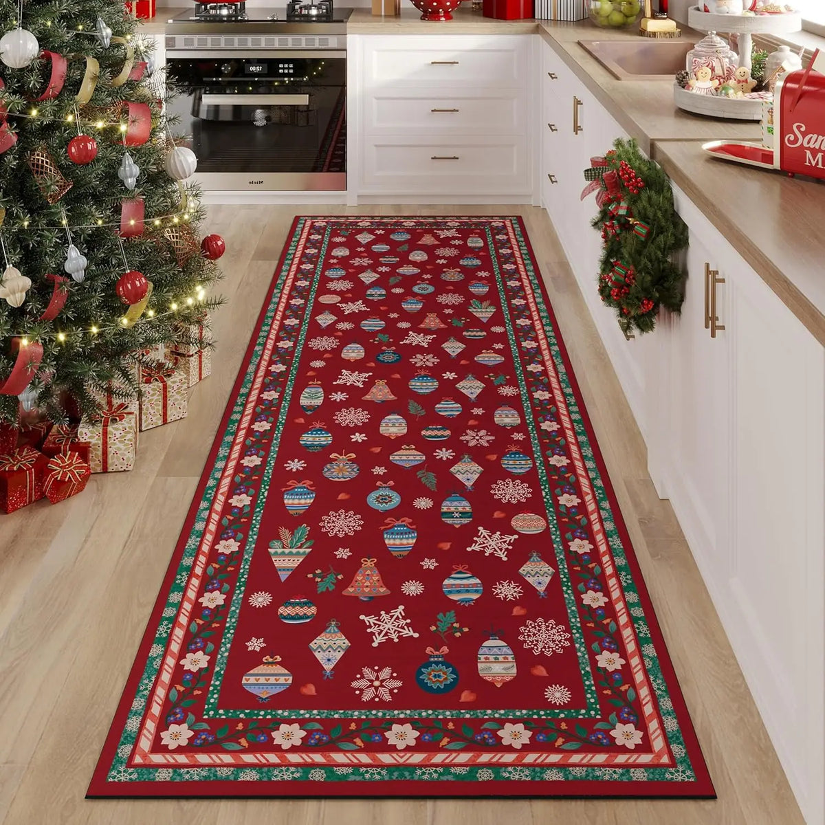 Looploper met Bloemenpatroon Antislip Polyester 40-180 cm Machinewasbaar Gangtapijt Keukenloper Halmat | Sulvida