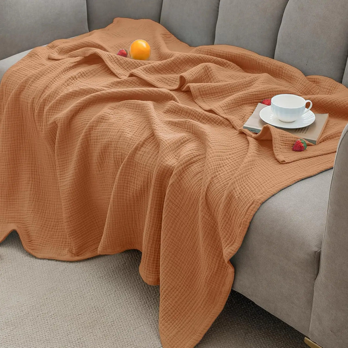 Mousseline Deken 100% Katoen Tweepersoons Gauze Plaid Bank Bed Zacht Ademend Woonkamer Slaapkamer 150x200 | Sulvida