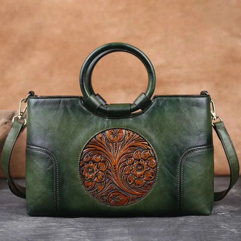 Vintage Handtas met Reliëf Patroon Kunstleder Elegante Damestas Schoudertassen Fashion Accessoire Dagelijks Gebruik | Sulvida