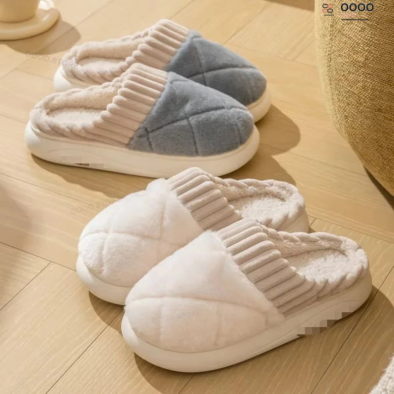 Geruite Pluche Pantoffels – Warme Huisslippers met Dikke Zool voor Binnen Comfortabel Antislip Unisex | Sulvida