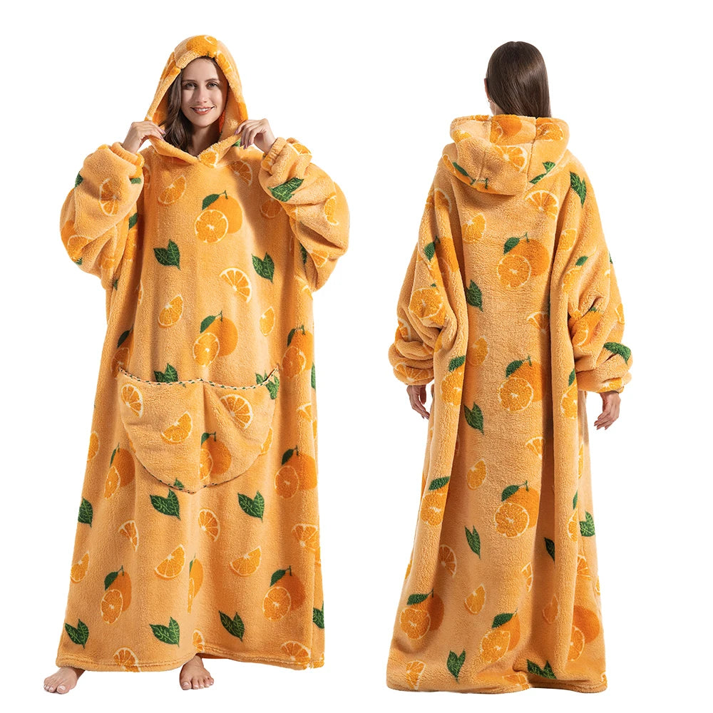 Hoodie Deken met Mouwen Oversized Fleece Lounge Throw Huisdeken Luiaard Plaid voor Woonkamer en Slaapkamer | Sulvida