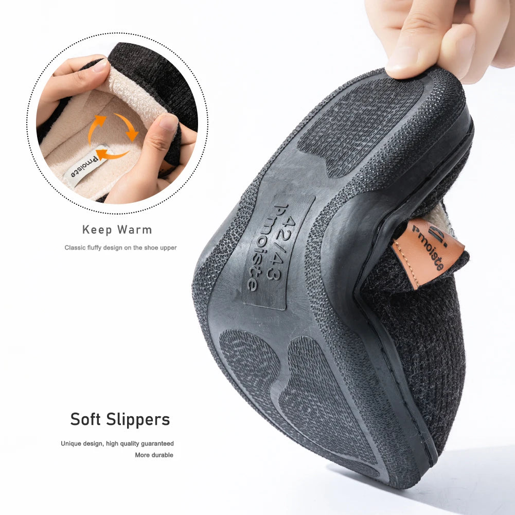 Herenpantoffels Winter Gebreid Memory Foam Antislip TPR Zool Warme Binnenschoen Indoor Sloffen Comfort | Sulvida