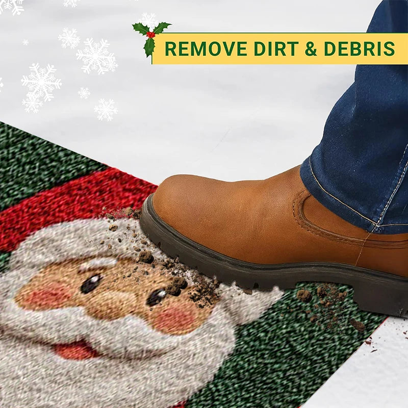 Kerstdeurmat Vrolijk Kerstfeest Antislip Polyester Binnendecoratie Kerstman Feestelijke Entree Mat Huis | Sulvida