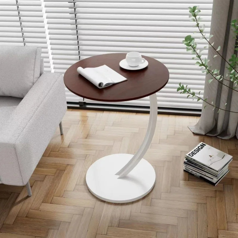 Compacte bijzettafel met stalen frame en houten blad voor woonkamer slaapkamer hoektafel nachtkastje | Sulvida