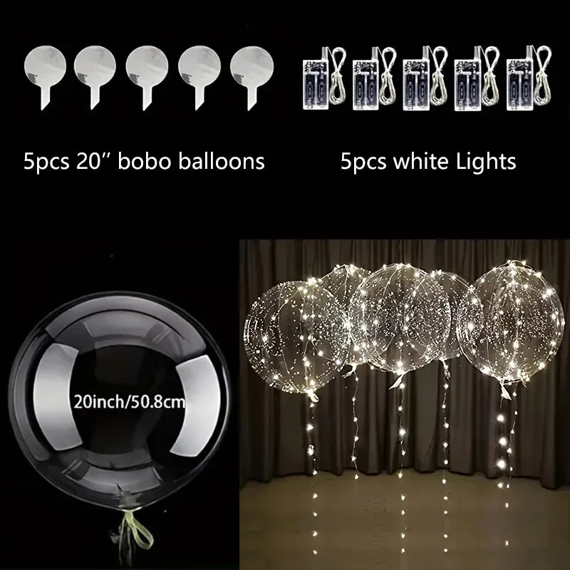 Transparante LED-ballonnen 50 cm met 3 meter lichtsnoer voor bruiloft verjaardag feest party decoratie sfeer | Sulvida