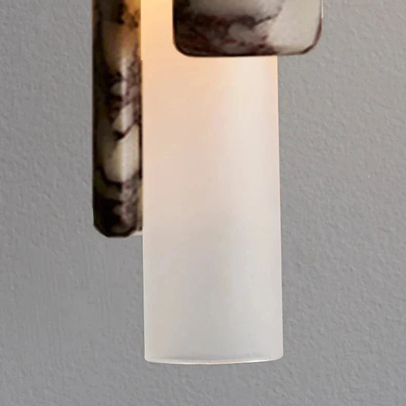 Hanglamp Cilinder Marmer Wit Naturel Glas Bolvormig Eettafel Woonkamer Slaapkamer Design Luxe Sfeerverlichting | Sulvida