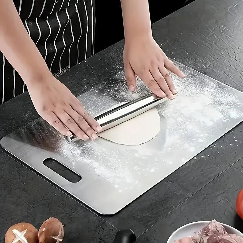 Ensemble de 3 planches à découper en acier inoxydable avec rainure à jus - Sans BPA, compatible lave-vaisselle, antidérapant, accessoire de cuisine | Sulvida