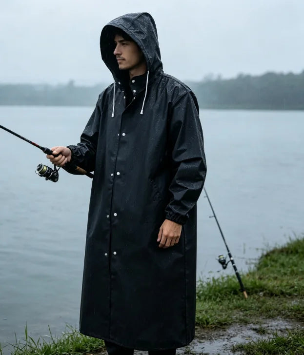 Lange Waterdichte Regenjas met Capuchon – Unisex Outdoor Jas voor Wandelen Fietsen en Dagelijks Gebruik | Sulvida