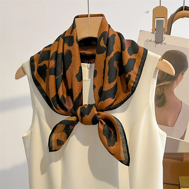 Vierkante Hoofddoek Dames Katoengevoel Print Hals Haar Accessoire Mode Bandana Multifunctioneel 68x68cm | Sulvida
