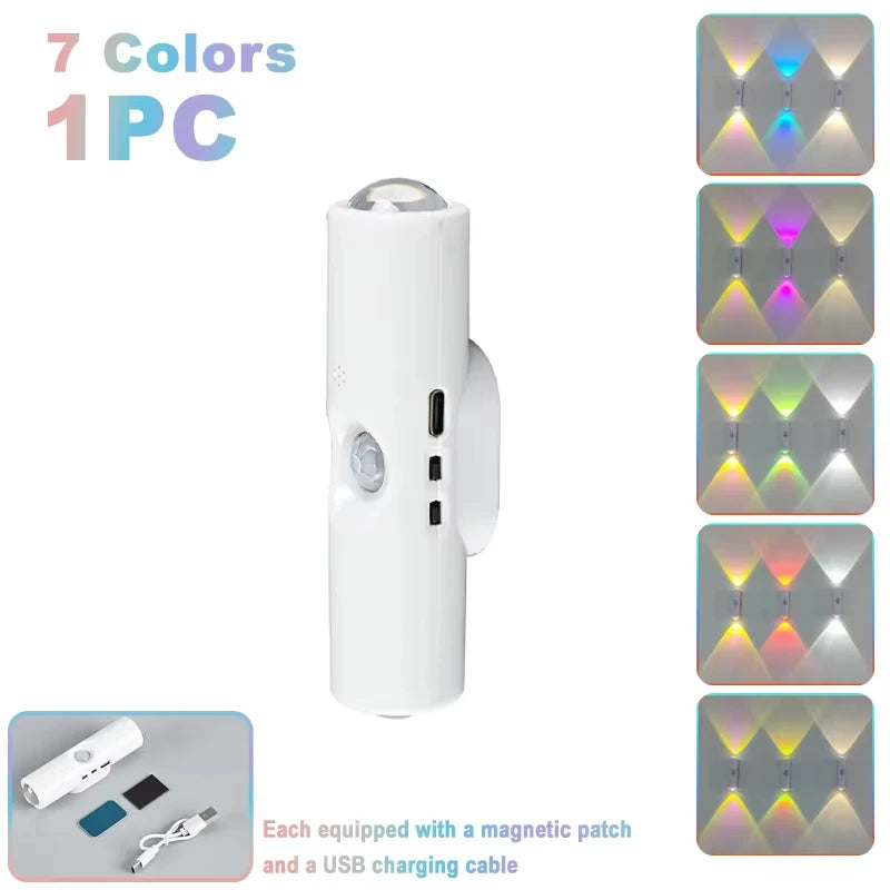 Oplaadbare RGB Wandspot met Bewegingssensor Magnetisch Nachtlampje Sfeerverlichting Slaapkamer Hal Trap | Sulvida