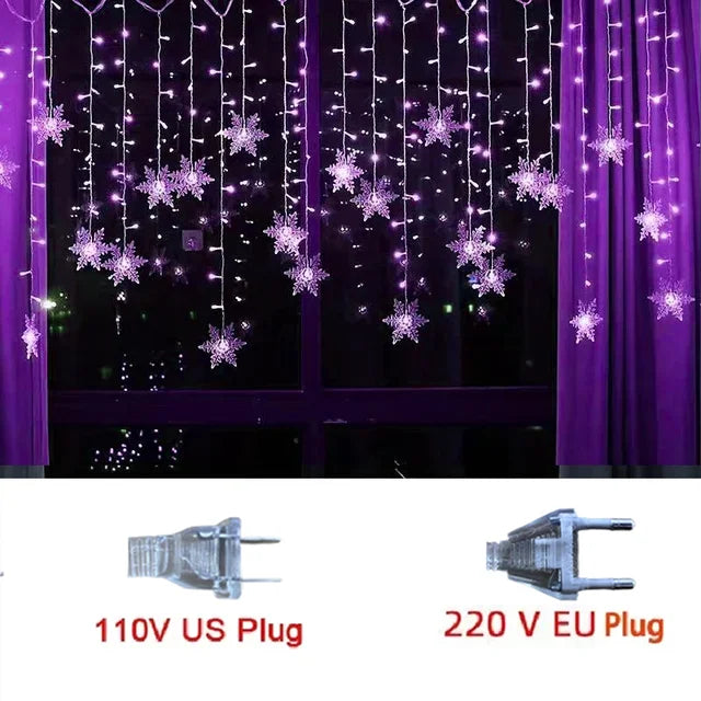 LED Sneeuwvlok Lichtgordijn 3,2 Meter Waterdicht met 8 Lichtmodi voor Feestverlichting Binnen Buiten | Sulvida