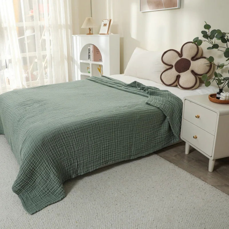 Plaid en coton, couverture en mousseline à 6 épaisseurs, été hiver, jeté de canapé ou de lit, respirant, léger, linge de lit pour le salon | Sulvida