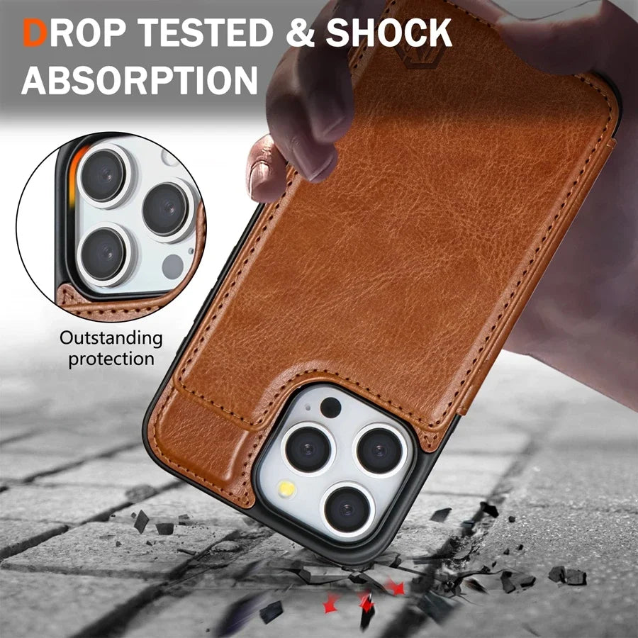 Lederen Telefoonhoesje met RFID-Blokkering en Portemonnee Functie – Magnetisch Flip Cover Bescherming | Sulvida